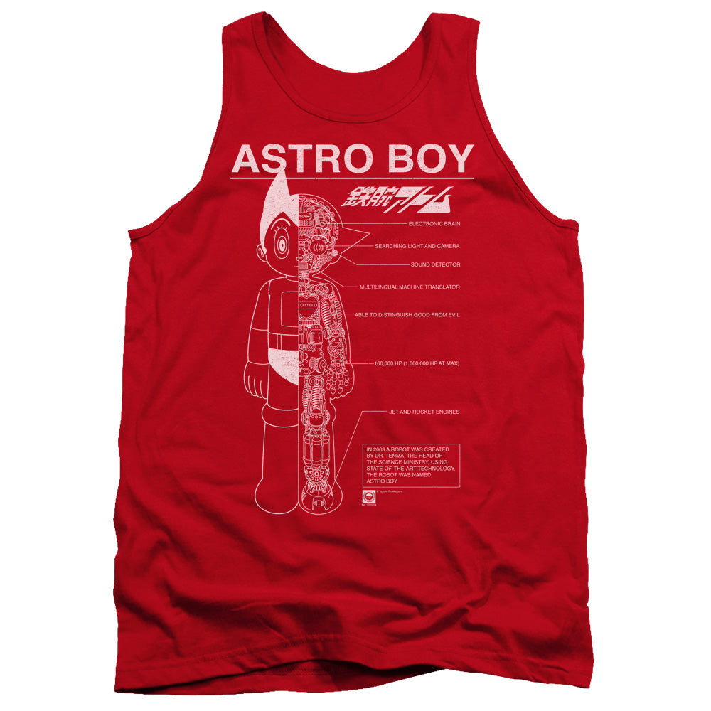 Astro Boy Schematics Mens Tank Top Shirt Red