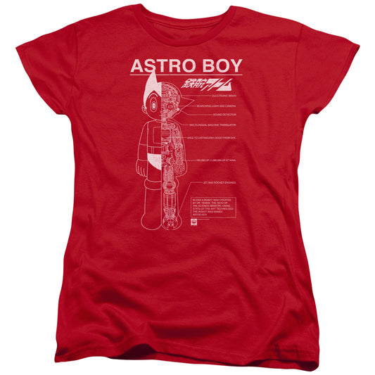 Astro Boy Schematics Womens T Shirt Red