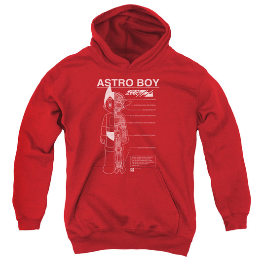 Astro Boy Schematics Kids Youth Hoodie Red