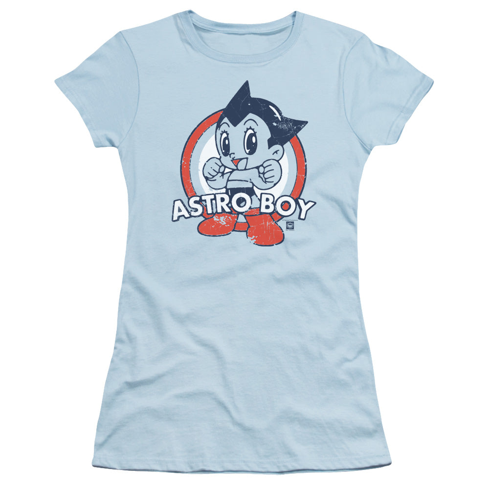 Astro Boy Target Junior Sheer Cap Sleeve Womens T Shirt Light Blue