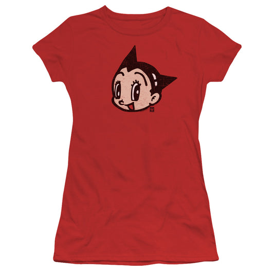 Astro Boy Face Junior Sheer Cap Sleeve Womens T Shirt Red