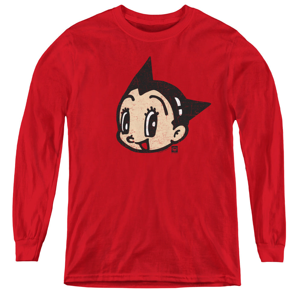 Astro Boy Face Long Sleeve Kids Youth T Shirt Red