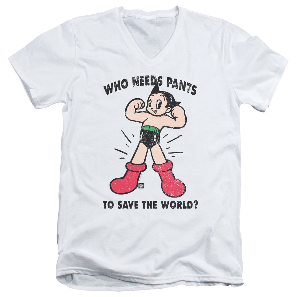 Astro Boy Who Needs Parts Mens Slim Fit V Neck T Shirt White