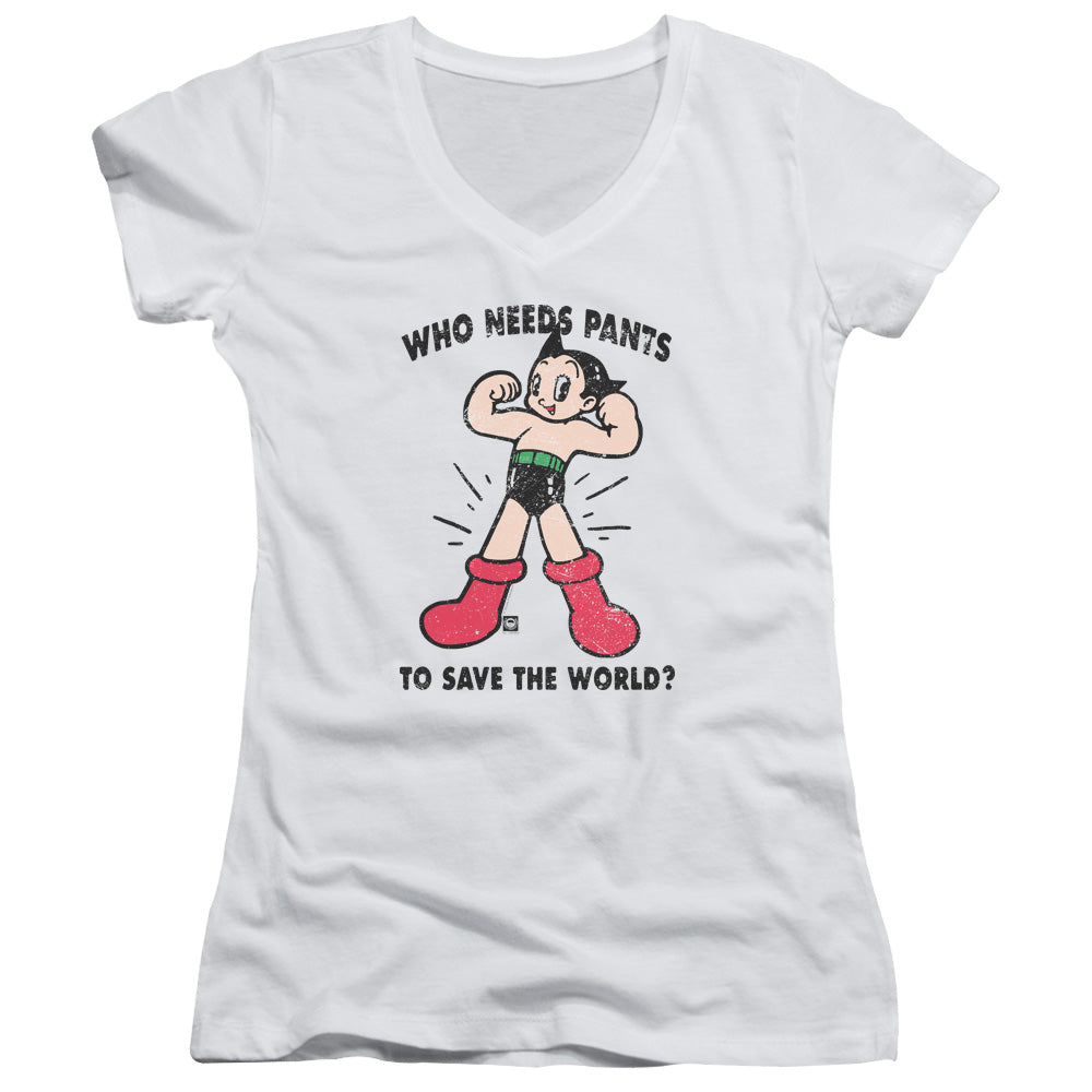 Astro Boy Who Needs Parts Junior Sheer Cap Sleeve V Neck Womens T Shirt White