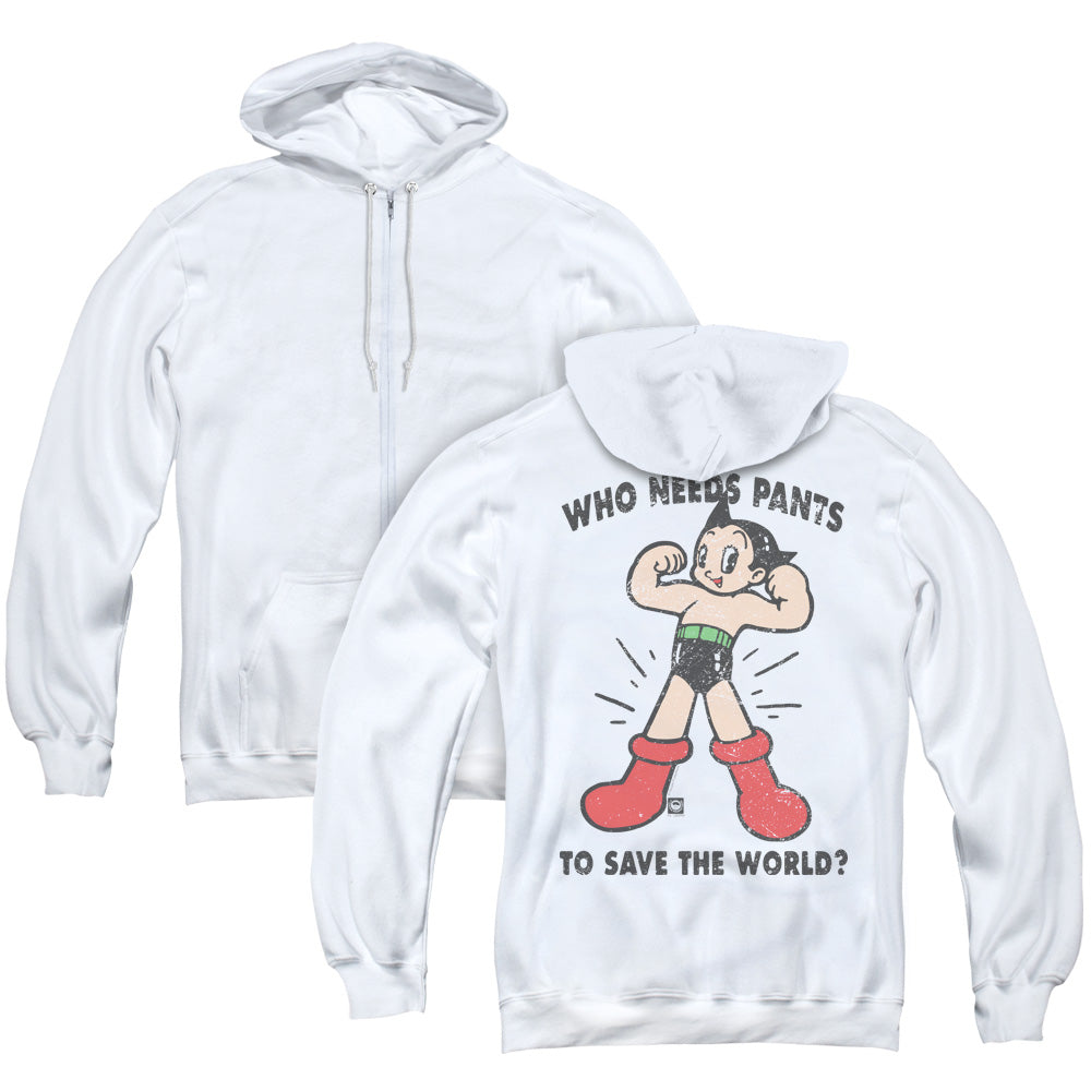 Astro Boy Who Needs Parts Back Print Zipper Mens Hoodie White