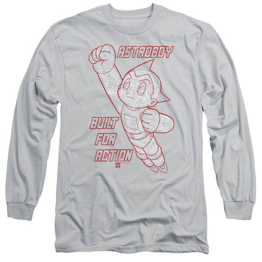 Astro Boy Built For Action Mens Long Sleeve Shirt Silver