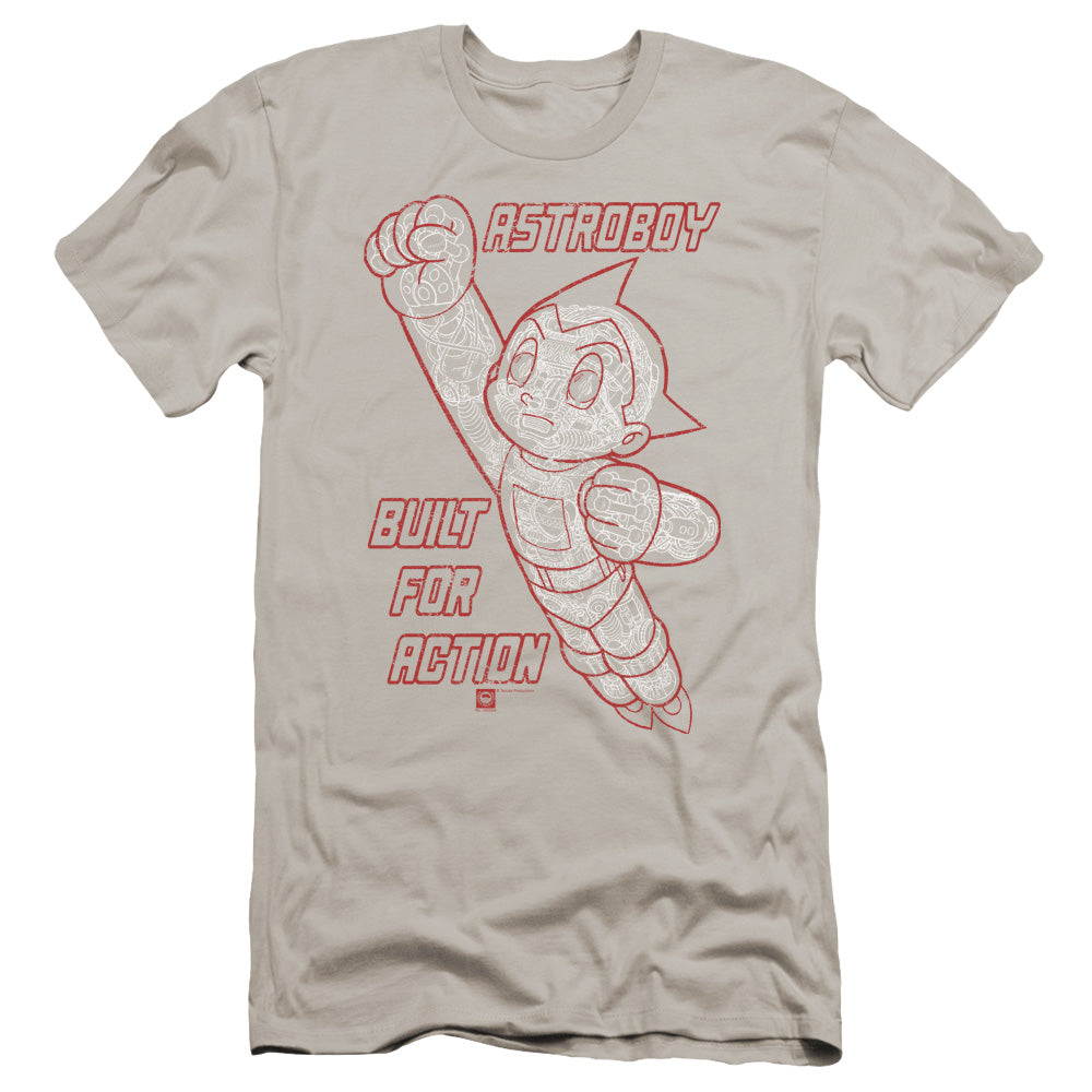 Astro Boy Built For Action Premium Bella Canvas Slim Fit Mens T Shirt Silver