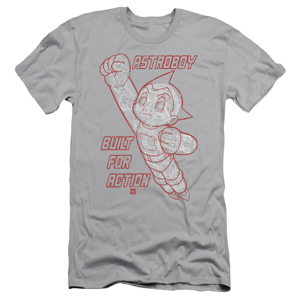 Astro Boy Built For Action Slim Fit Mens T Shirt Silver