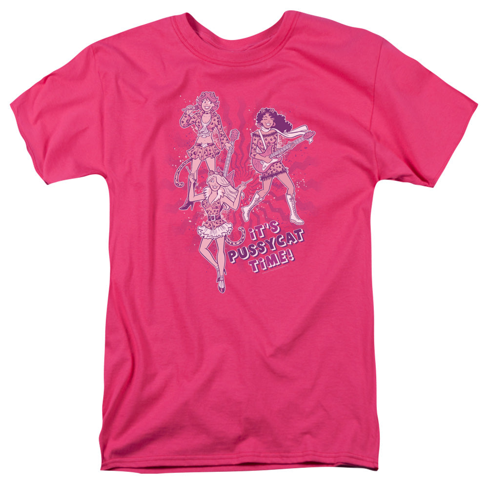 Archie Comics Its Pussycat Time Mens T Shirt Hot Pink