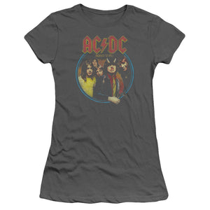 AC/DC Highway To Hell Junior Sheer Cap Sleeve Womens T Shirt Charcoal