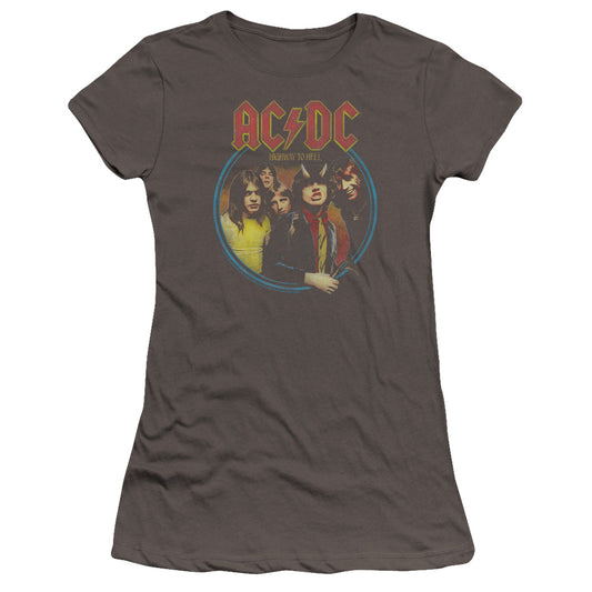 AC/DC Highway To Hell Junior Sheer Cap Sleeve Premium Bella Canvas Womens T Shirt Charcoal