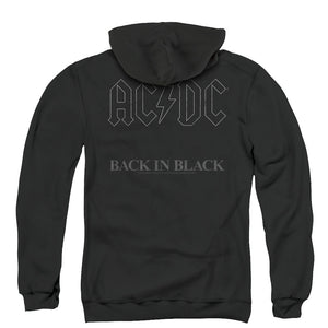 AC/DC Back In Black Back Print Zipper Mens Hoodie Black