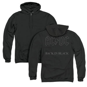 AC/DC Back In Black Back Print Zipper Mens Hoodie Black