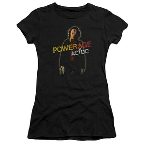 AC/DC Powerage Junior Sheer Cap Sleeve Womens T Shirt Black