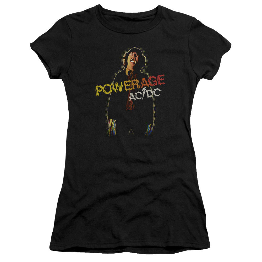 AC/DC Powerage Junior Sheer Cap Sleeve Premium Bella Canvas Womens T Shirt Black