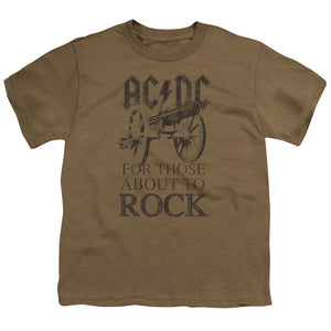 AC/DC For Those About To Rock Kids Youth T Shirt Safari Green