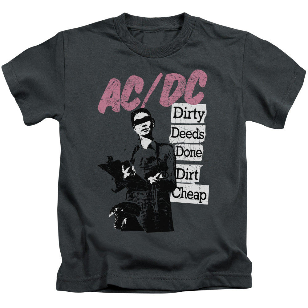 AC/DC Dirty Deeds Juvenile Kids Youth T Shirt Charcoal