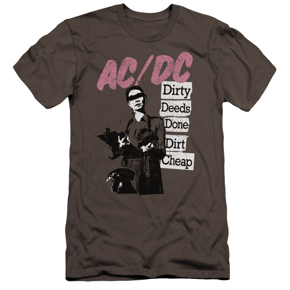 AC/DC Dirty Deeds Premium Bella Canvas Slim Fit Mens T Shirt Charcoal
