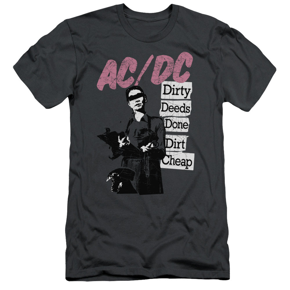 AC/DC Dirty Deeds Slim Fit Mens T Shirt Charcoal