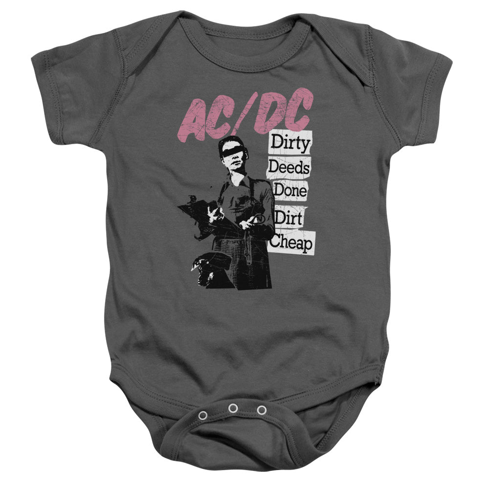 AC/DC Dirty Deeds Infant Baby Snapsuit Charcoal