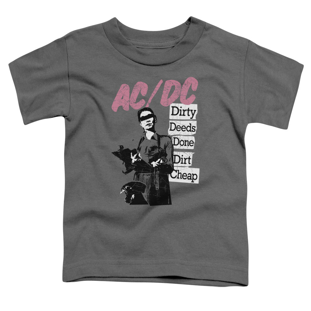 AC/DC Dirty Deeds Toddler Kids Youth T Shirt Charcoal