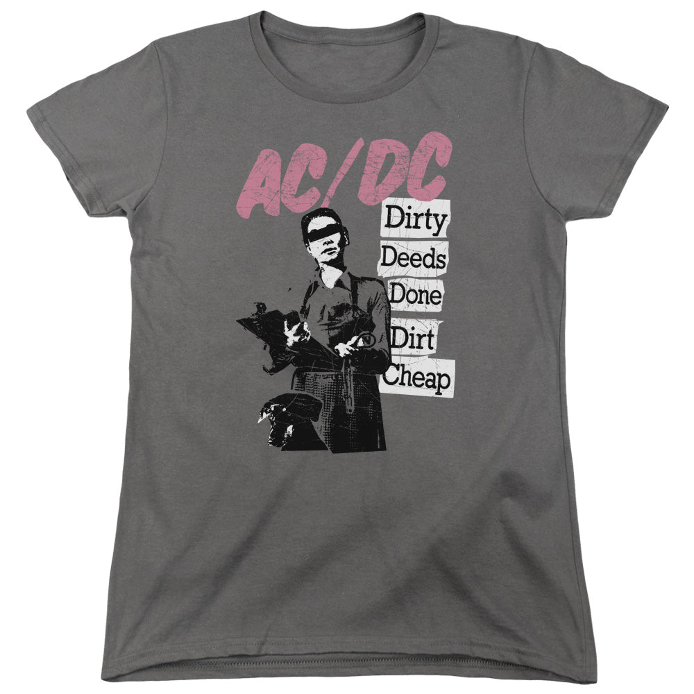 AC/DC Dirty Deeds Womens T Shirt Charcoal