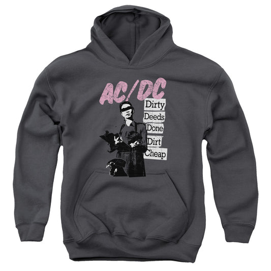 AC/DC Dirty Deeds Kids Youth Hoodie Charcoal