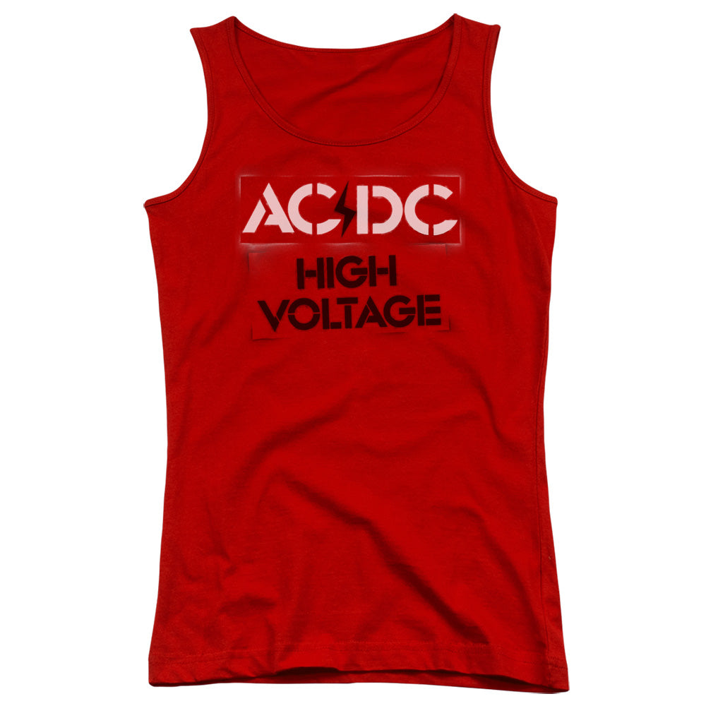 AC/DC High Voltage Stencil Womens Tank Top Shirt Red