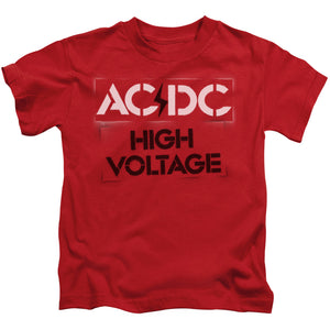 AC/DC High Voltage Stencil Juvenile Kids Youth T Shirt Red