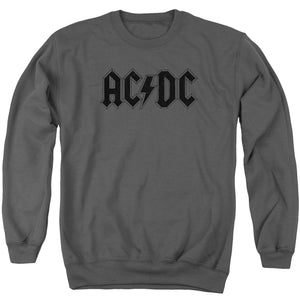 AC/DC Worn Logo Mens Crewneck Sweatshirt Charcoal
