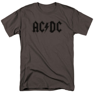 AC/DC Worn Logo Mens T Shirt Charcoal