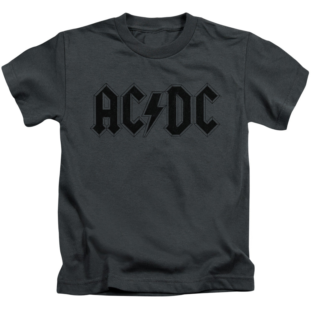 AC/DC Worn Logo Juvenile Kids Youth T Shirt Charcoal