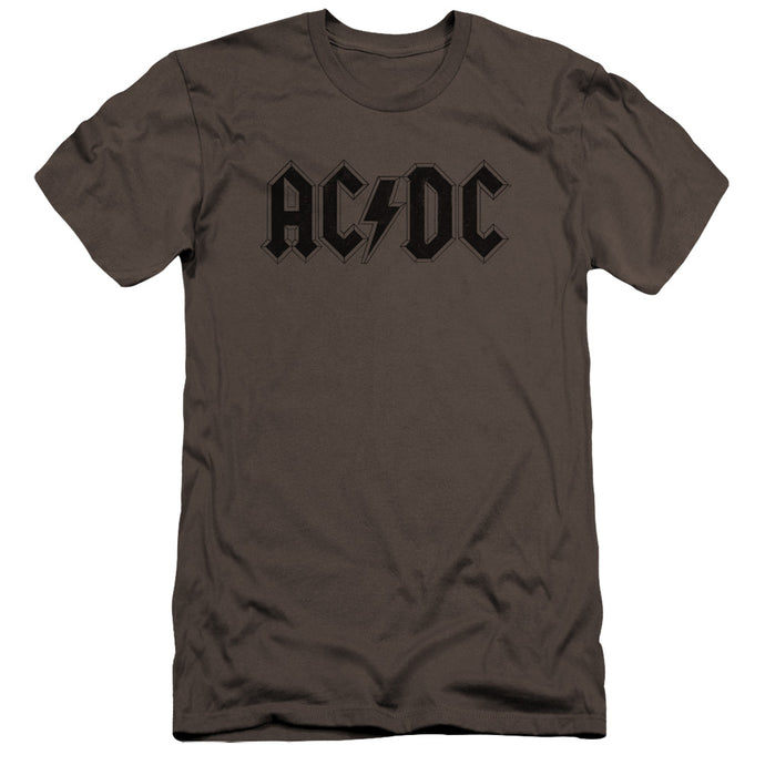 AC/DC Worn Logo Premium Bella Canvas Slim Fit Mens T Shirt Charcoal