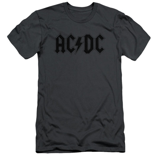 AC/DC Worn Logo Slim Fit Mens T Shirt Charcoal