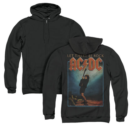 AC/DC Let There Be Rock Back Print Zipper Mens Hoodie Black