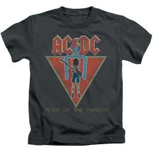 AC/DC Flick Of The Switch Juvenile Kids Youth T Shirt Charcoal