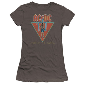 AC/DC Flick Of The Switch Junior Sheer Cap Sleeve Premium Bella Canvas Womens T Shirt Charcoal