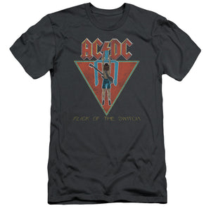 AC/DC Flick Of The Switch Slim Fit Mens T Shirt Charcoal