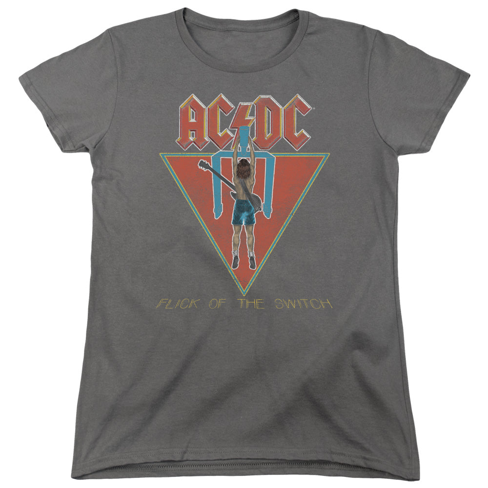 AC/DC Flick Of The Switch Womens T Shirt Charcoal