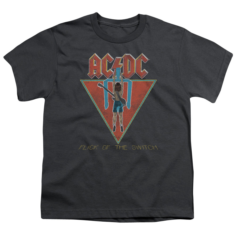 AC/DC Flick Of The Switch Kids Youth T Shirt Charcoal