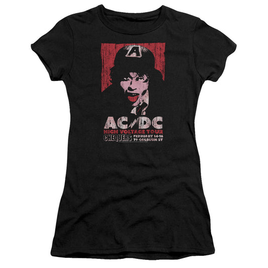 AC/DC High Voltage Live 1975 Junior Sheer Cap Sleeve Womens T Shirt Black