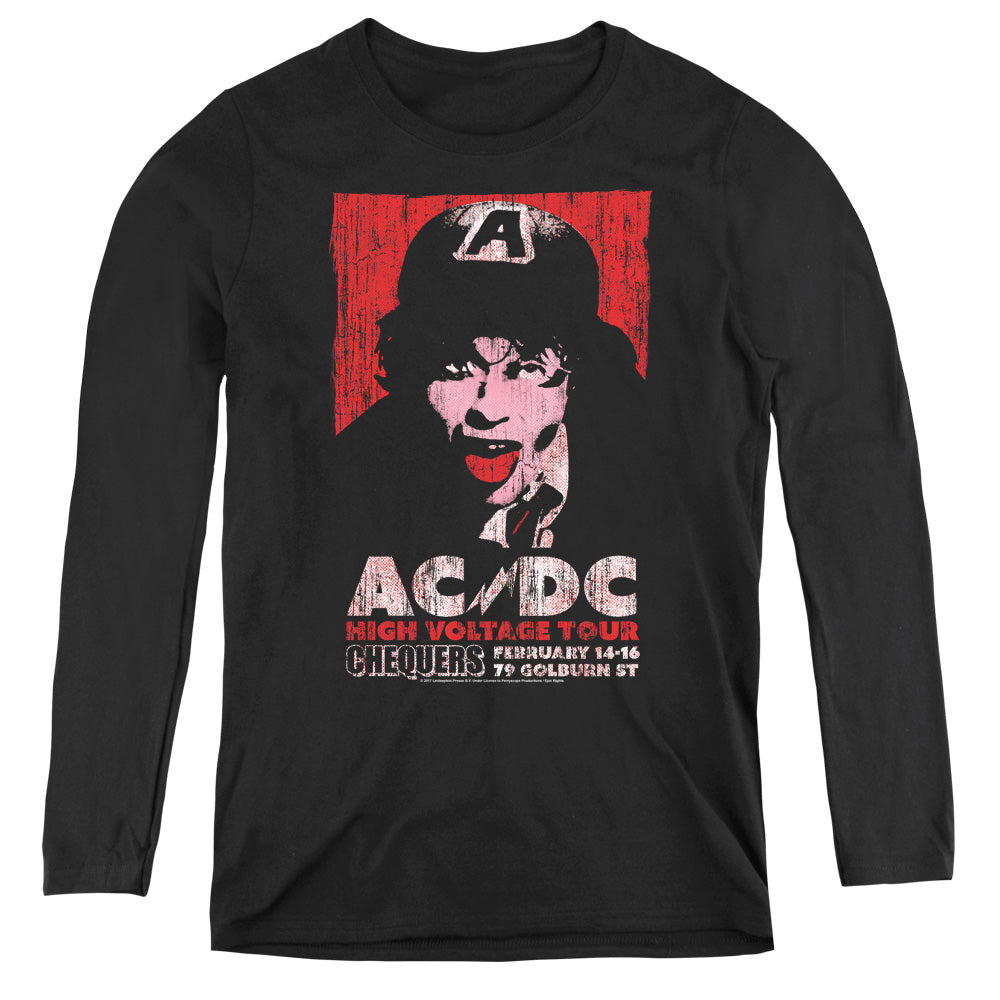 AC/DC High Voltage Live 1975 Womens Long Sleeve Shirt Black
