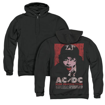 AC/DC High Voltage Live 1975 Back Print Zipper Mens Hoodie Black