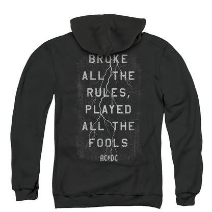 AC/DC Struck Back Print Zipper Mens Hoodie Black