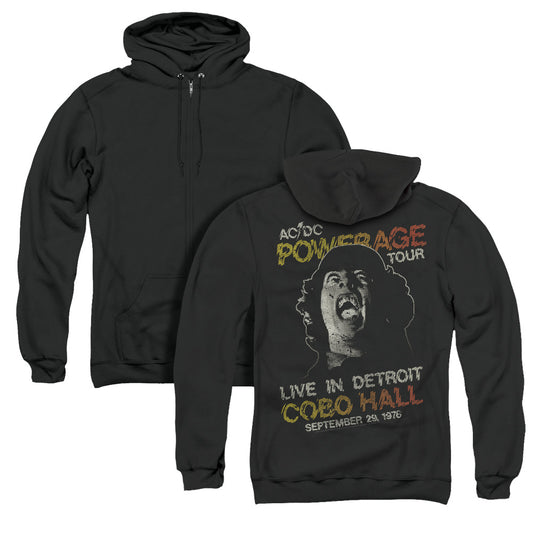 AC/DC Powerage Tour Back Print Zipper Mens Hoodie Black