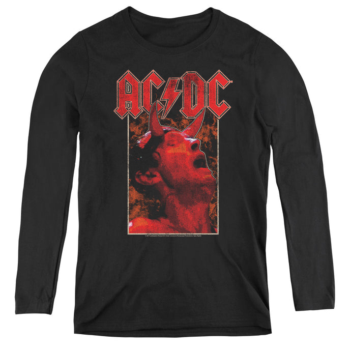 AC/DC Horns Womens Long Sleeve Shirt Black