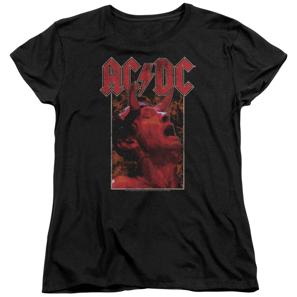 AC/DC Horns Womens T Shirt Black