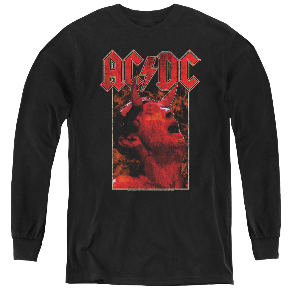 AC/DC Horns Long Sleeve Kids Youth T Shirt Black