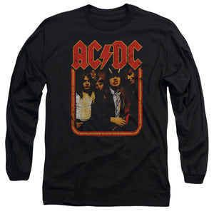 AC/DC Group Distressed Mens Long Sleeve Shirt Black