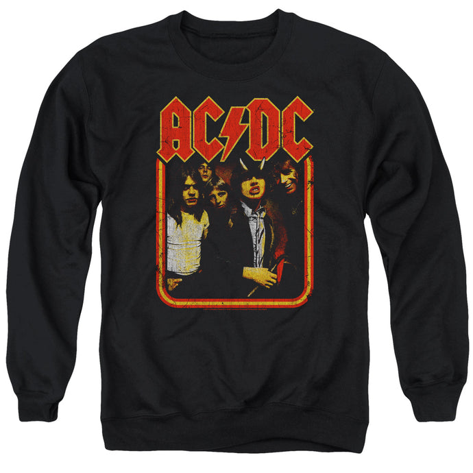 AC/DC Group Distressed Mens Crewneck Sweatshirt Black